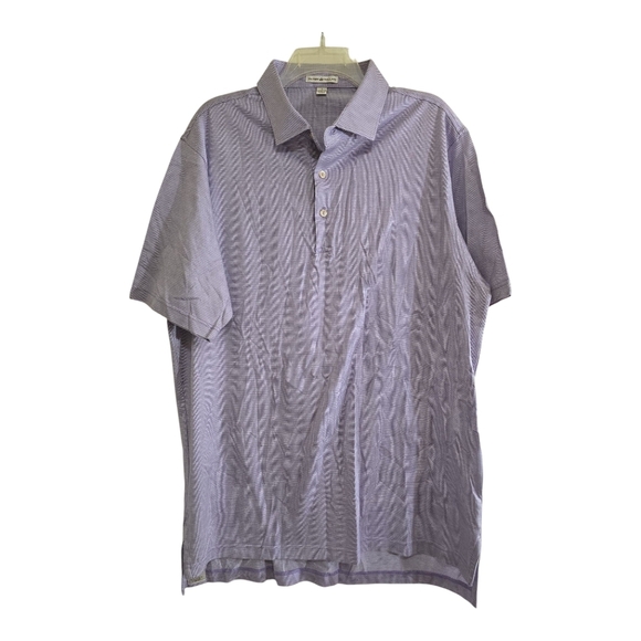 Peter Millar Lavendar Patterned Golf Polo In Cotton Large - Picture 1 of 4